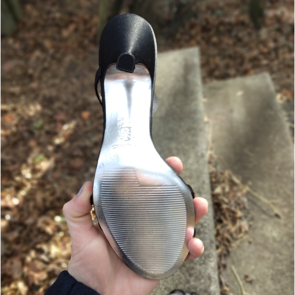 NWOT Nina Black Bejeweled Satin Slingback High-heeled Sandal Size 8 - Picture 5 of 6